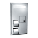 0481-HC Toilet Seat Cover and Toilet Tissue Dispensers with Napkin Disposal, Dual Access, Partition Mounted