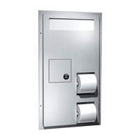 0481-HCR Toilet Seat Cover and Toilet Tissue Dispensers with Napkin Disposal, Dual Access, Partition Mounted