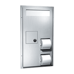 0481-HCR Toilet Seat Cover and Toilet Tissue Dispensers with Napkin Disposal, Dual Access, Partition Mounted