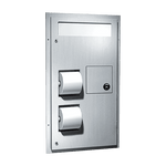 0481-R Toilet Seat Cover and Toilet Tissue Dispensers with Napkin Disposal, Dual Access, Partition Mounted