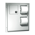 04813 Toilet Tissue Dispenser and Sanitary Napkin Disposal, Dual Access, Partition Mounted