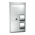 0481 Toilet Seat Cover and Toilet Tissue Dispensers with Napkin Disposal, Dual Access, Partition Mounted