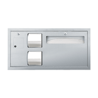 0487-L Toilet Tissue and Seat Cover Dispenser with Napkin Waste Disposal, Recessed
