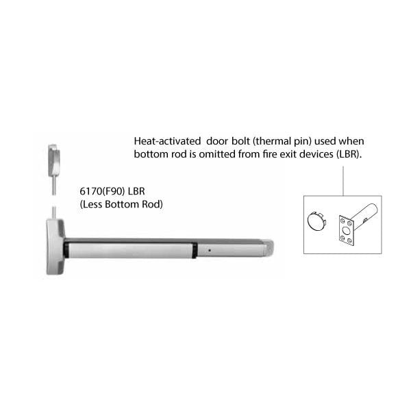 Less Bottom Rod Exit Device Accentra 6170F LBR Fire-Rated Surface Vertical Rod Exit Device