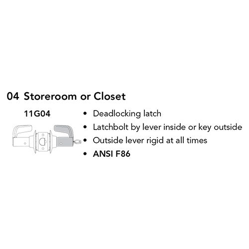 Zone Lock Set Sargent 28-11G04-LL T-Zone Storeroom or Closet Lever Lockset
