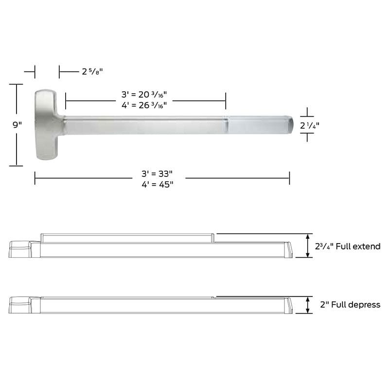 Falcon 25RNLOP Rim Exit Device for Wood Doors