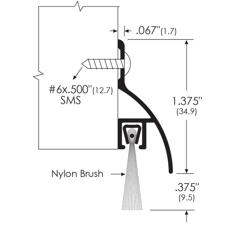 Zero 8198AA Rain Drip Door Sweep with Nylon Brush Insert