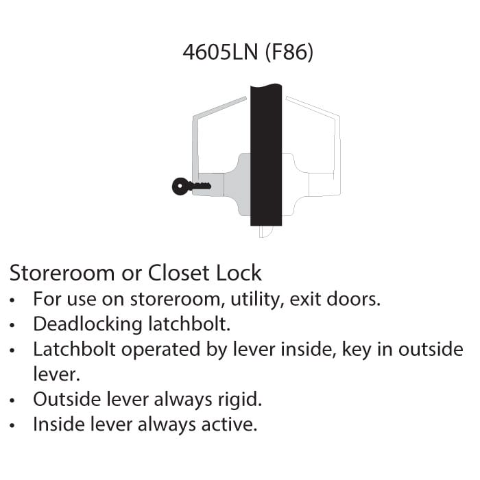 Accentra (formerly Yale) AU 4605LN Grade-2 Storeroom Lever Lockset