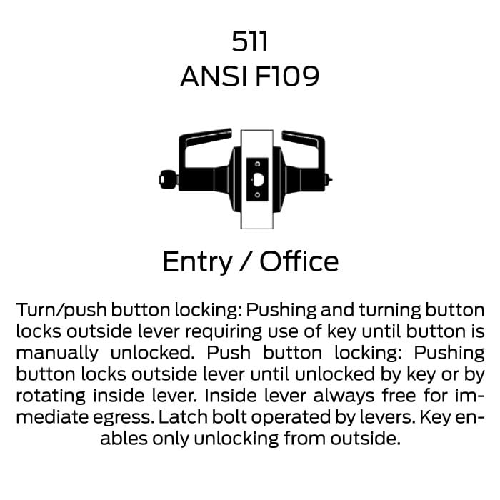 T511 Lock Falcon T511PD QUANTUM Grade-1 Heavy-Duty Entry/Office Lever Lock