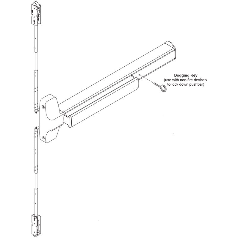 Von Duprin 7847EO Concealed Vertical Rod Exit Device for Metal Doors