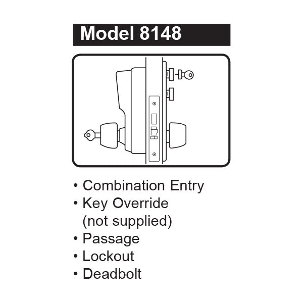 8148 Simplex 8148 Pushbutton Mortise Lever Lock with Deadbolt, Key Override