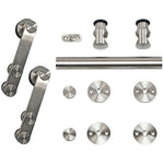 9436 Stainless Steel Barn Door Hardware System, Round Track Face-Mount Hanger for Wood or Glass Doors