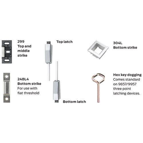 9957EO Three-Point Latching Exit Device