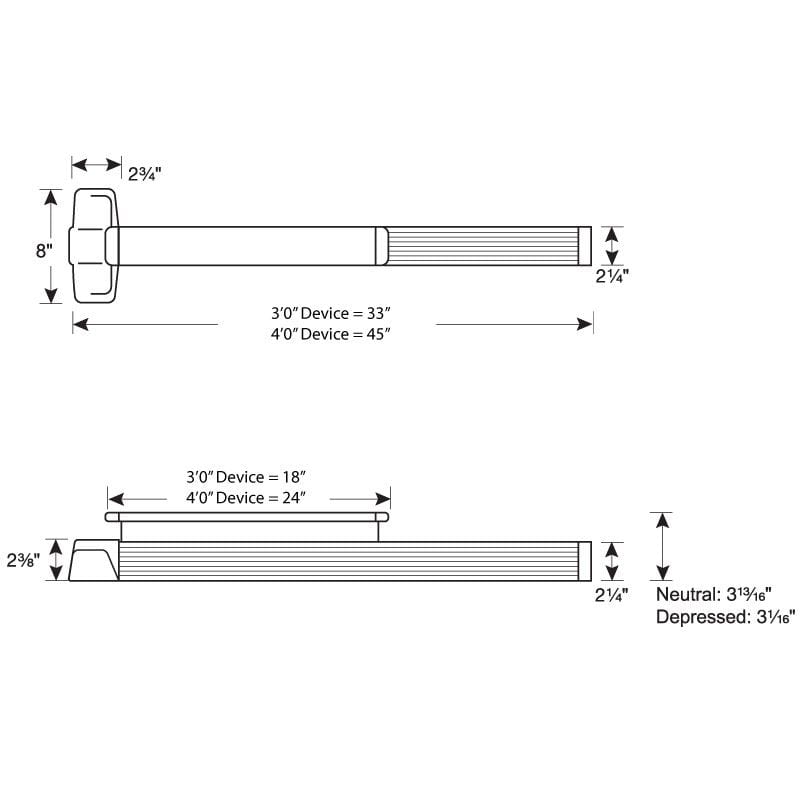 Von Duprin 99LF2SI Rim Exit Device with Lever, Security Indicator