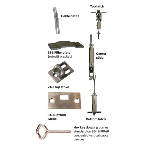 Von Duprin 9949EO Concealed Cable Exit Device for Metal Doors