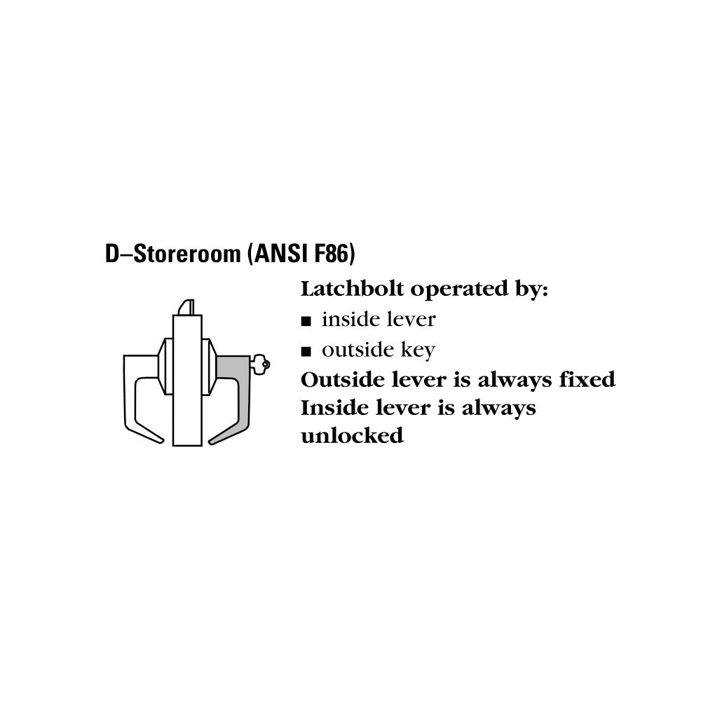 Best 9K37D-16-D-S3 Storeroom Cylindrical Lock, 16 Lever, D Rose