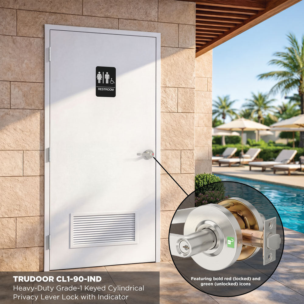 Trudoor CL1-90-IND Indicator Lever Lock, Keyed Privacy Function
