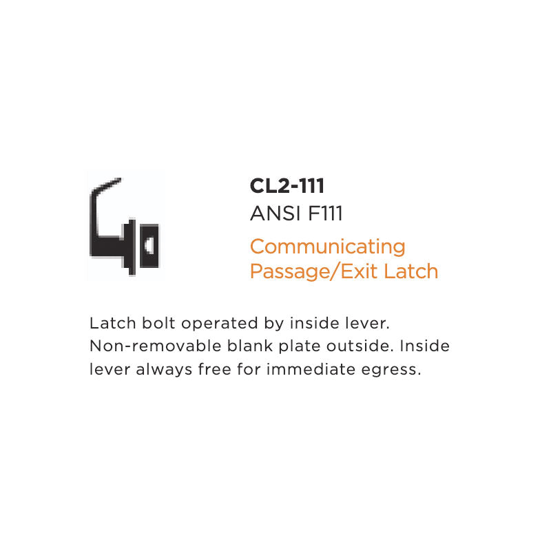 Trudoor CL2-111 Grade-2 Communicating Passage / Exit Latch Lever Set