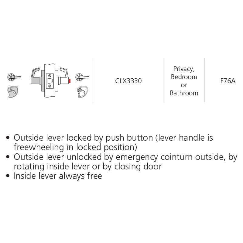 Corbin Russwin CLX3330-NVSL Privacy Visual Status Lock with Indicator
