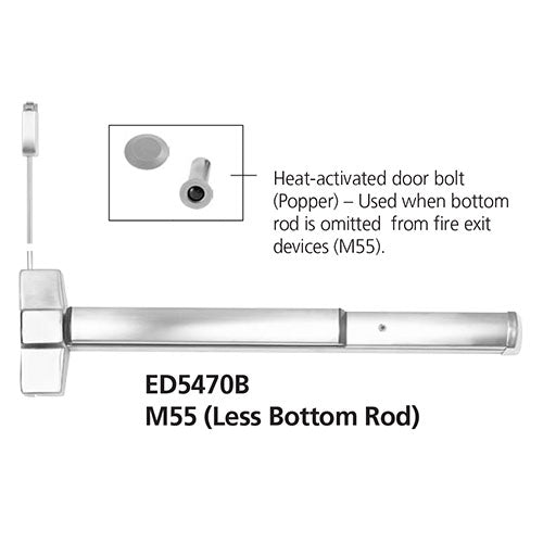 Less Bottom Rod Exit Device Corbin Russwin ED5470B M55 Vertical Rod Exit Device, Less Bottom Rod