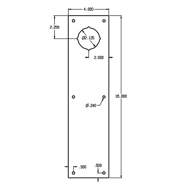 Don-Jo CFK71 Push Plate with Deadbolt Hole – 4″ x 16″ x .050″