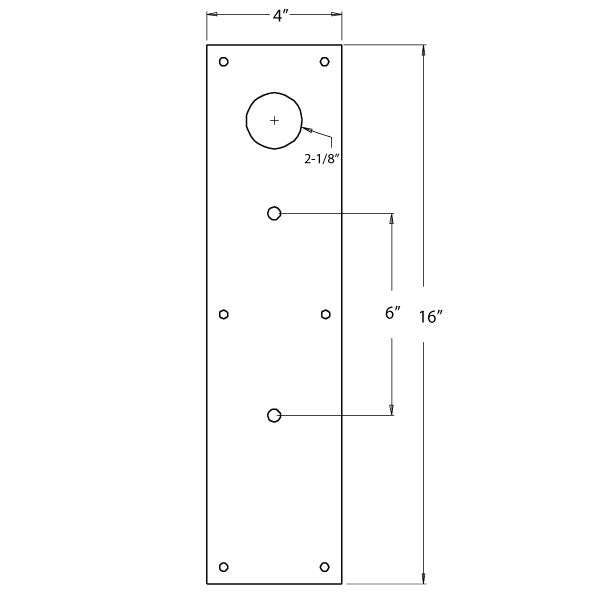 Don-Jo CFK7115 Pull Plate with Deadbolt Hole, Stainless Steel Pull