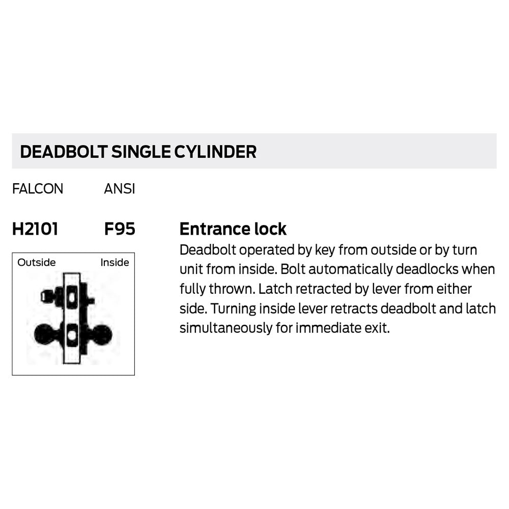 Falcon H2101P LAT Entry Single Locking Interconnected Lock