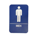 HS-9070-02 ADA Men's Restroom Sign, Blue with Braille, 6" x 9"
