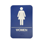 HS-9070-04 ADA Women's Restroom Sign, Blue with Braille, 6" x 9"