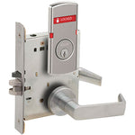 L9050P 06A OS-LOC Office/Entry Mortise Lock with LOCKED/UNLOCKED Indicator, 06 Lever, A Rose