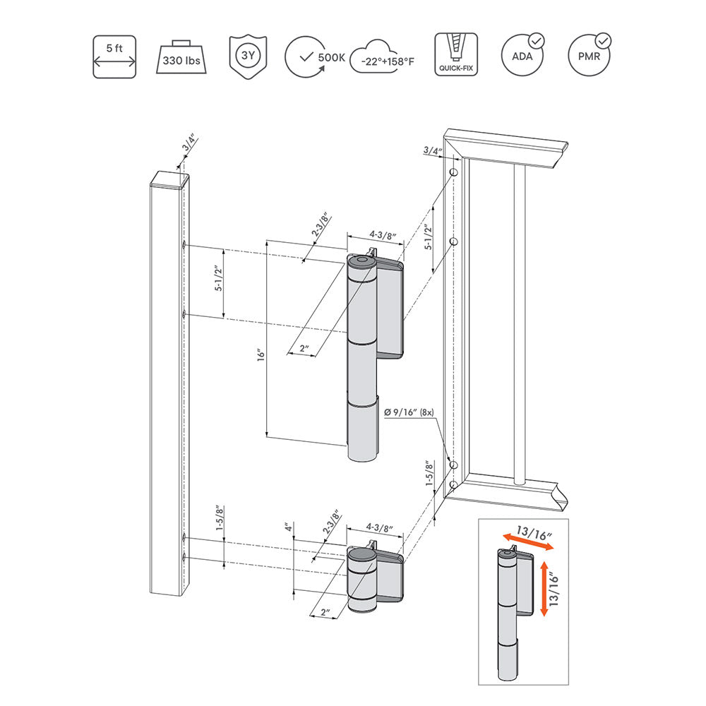 Locinox MAMMOTH180 Hydraulic Gate Closer and Hinge Set