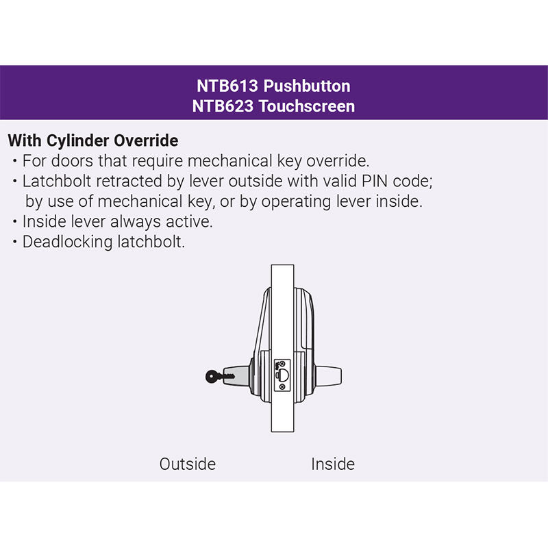 Accentra Push Button Code Lock Accentra B-PB-NTB613-NR nexTouch Push Button Lever Lock, SFIC Prep