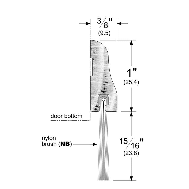 Pemko 18100WNB Oak Door Bottom Sweep with Nylon Brush Insert