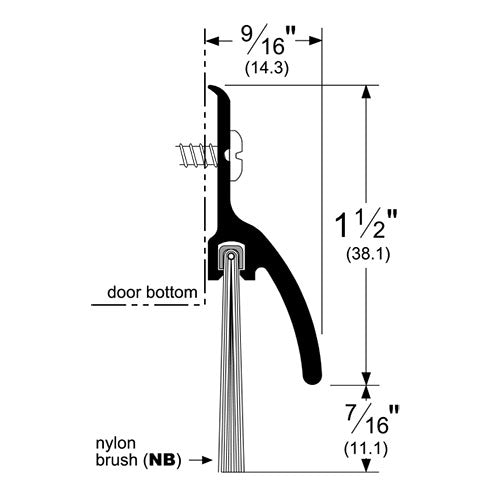 Pemko 345_NB Rain Drip Cap Door Bottom Sweep with Brush Insert