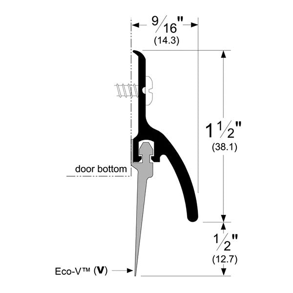 Pemko 345_V Drip Cap Door Bottom Sweep with Vinyl Insert