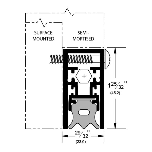 Pemko 4301CRL Surface and Semi-Mortise Automatic Door Bottom