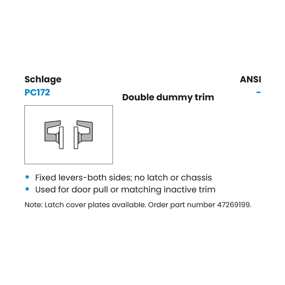 Schlage PC172 LAT (Latitude) Grade-1 Double Dummy Lever
