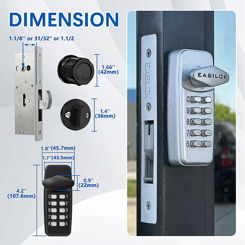 Narrow Storefront Code Locks EASILOK SK1850 Storefront Deadbolt Lock with Push Button Keypad