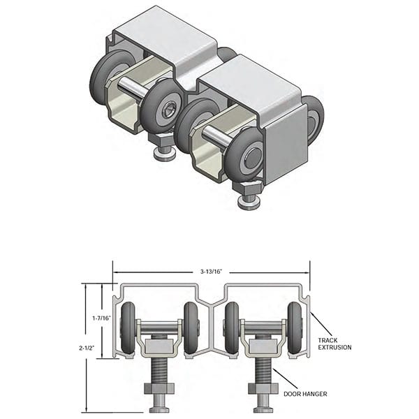 NGP SLAL-250-BP-2DR Aluminum By-Pass Track System for 2 Doors