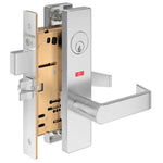 ML196 Keyed Privacy or Bath Mortise Lock with Outside Indicator with Escutcheon Lever Trim