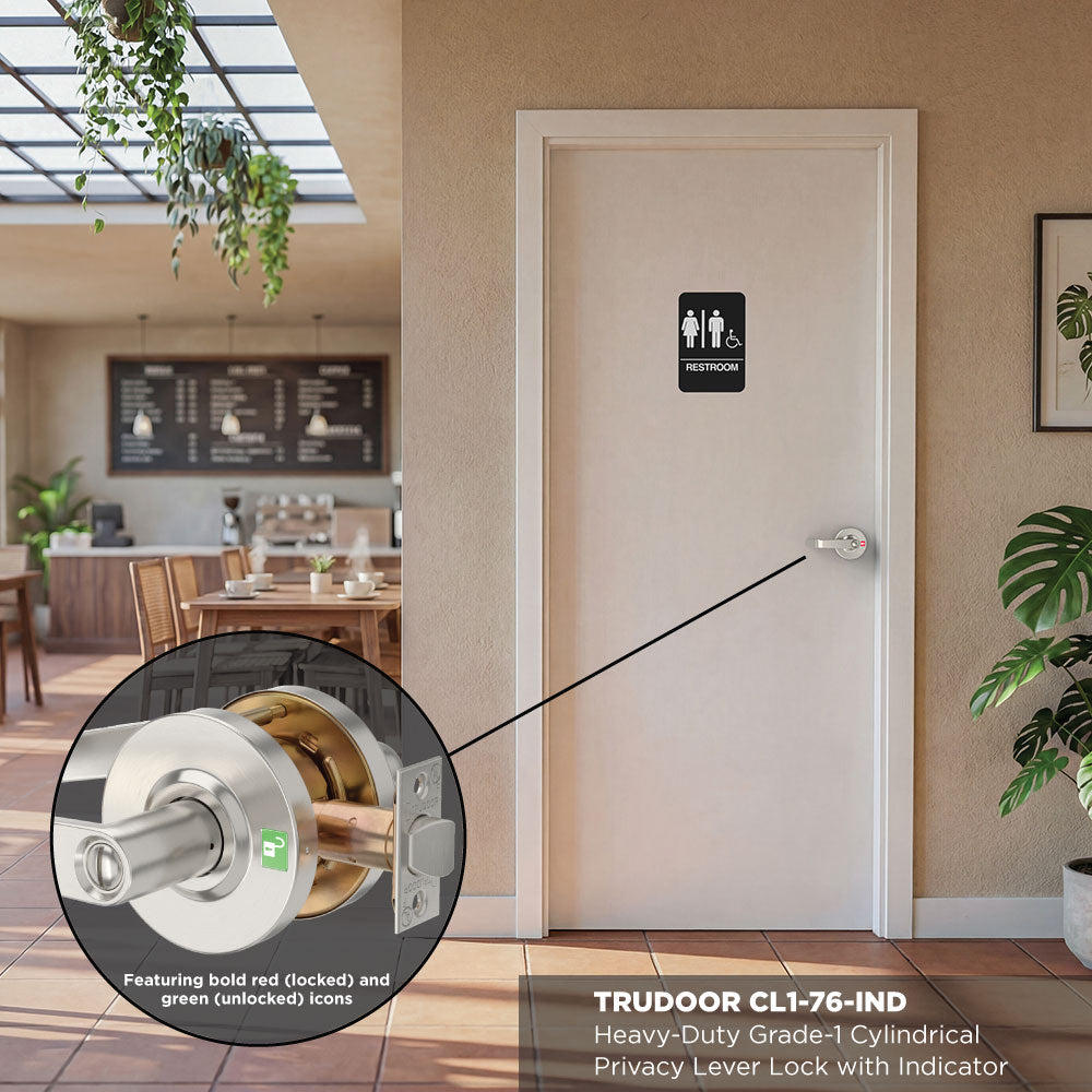 Trudoor CL1-76-IND Cylindrical Indicator Lever Lock, Privacy Function
