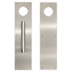 TD-PP-DB-SET Pull Plate x Push Plate with Deadbolt Hole Set - 4" x 16" with 3/4" Round Pull, 6" CTC