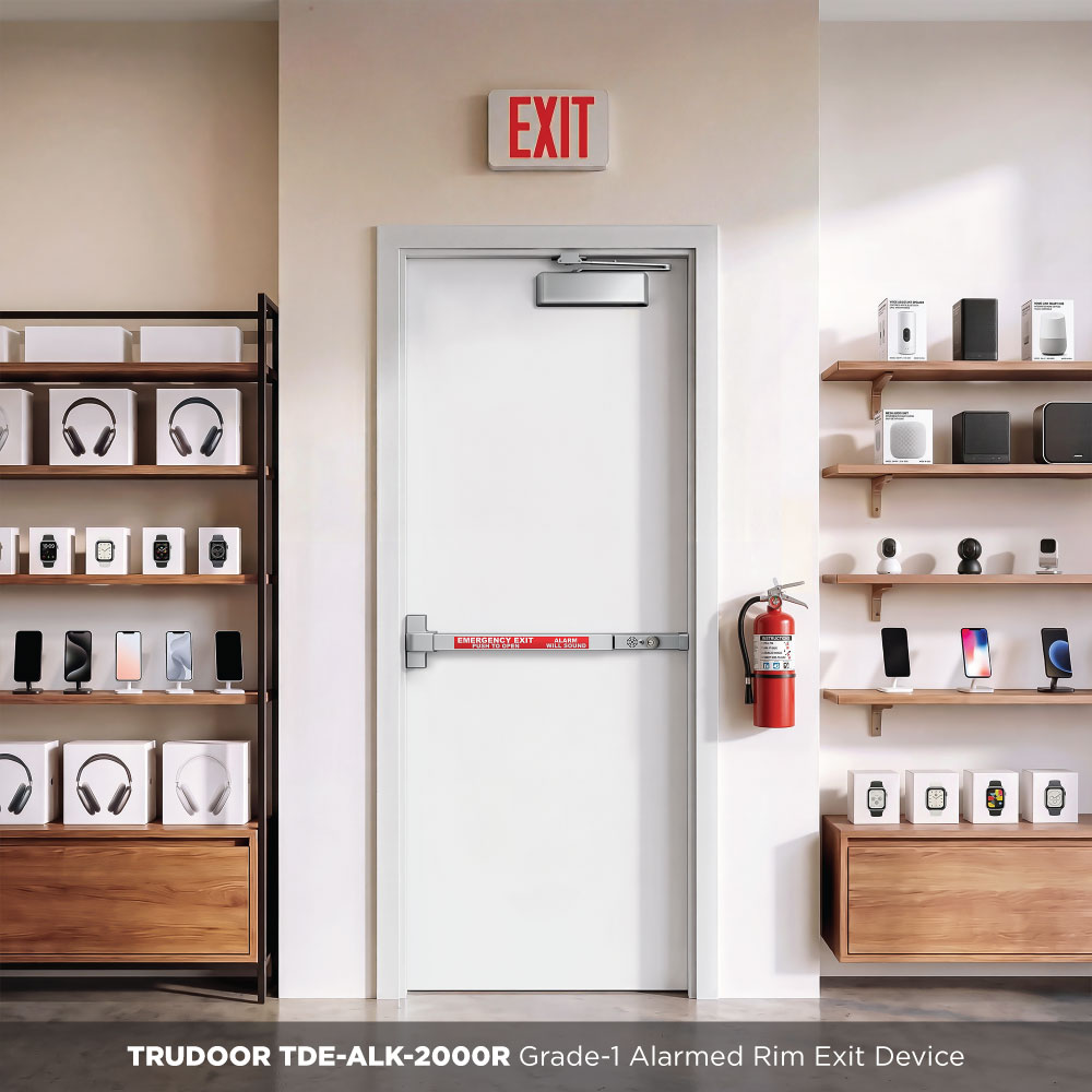 Alarmed Rim Exit Device Trudoor TDE-ALK-F2000R Grade-1 Fire-Rated Alarmed Rim Exit Device