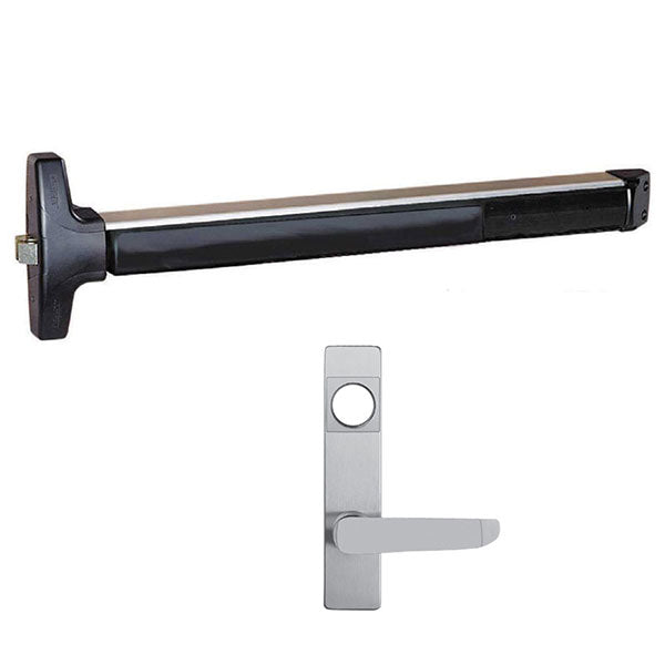 Detex V4008BN Value Series Rim Exit Device with Escutcheon Lever Trim