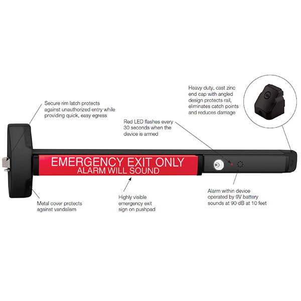 Alarmed Rim Exit Device Accentra (formerly Yale) 6100-ALR Alarmed Rim Exit Device