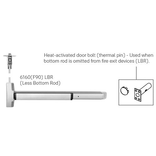 Less Bottom Rod Exit Device Accentra 6160F90 LBR Fire-Rated Concealed Vertical Rod Exit Device