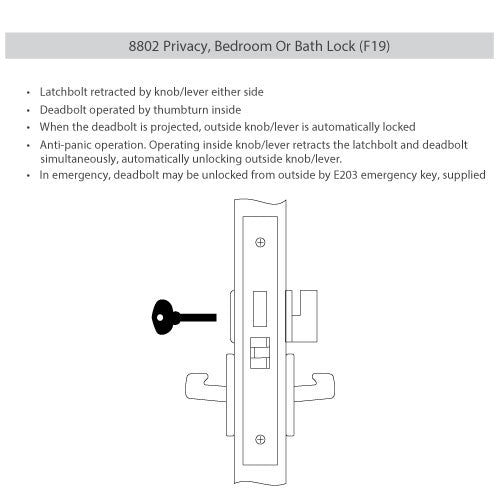 Accentra PBR 8802FL Privacy Mortise Lock with Pacific Beach Lever Trim