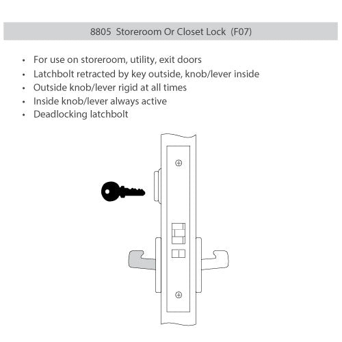 Accentra PBR 8805FL Storeroom Mortise Lock with Pacific Beach Lever