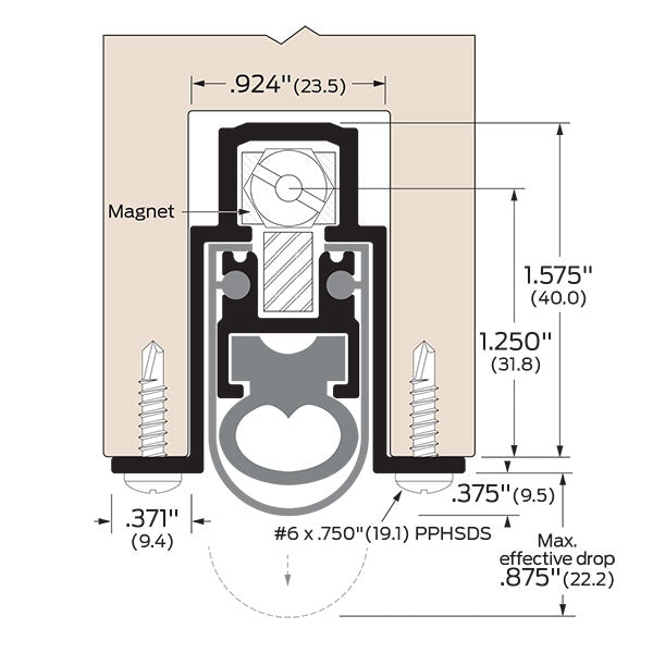 Zero 369AA Heavy-Duty Full Mortise Automatic Door Bottom