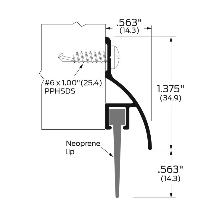 Zero 8197AA Rain Drip Door Sweep with Neoprene Lip